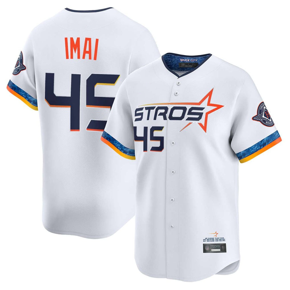 Houston Astros #45 Tatsuya Imai Player White FEDASGOGE City Connect Limited Home Stitched Jerseys