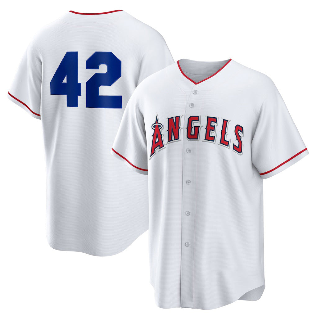 Los Angeles Angels #42 Jackie Robinson White FEDASGOGE Home 2025 Day Replica Jersey