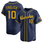 Milwaukee Brewers #10 Sal Frelick Player Navy FEDASGOGE Home Limited Stitched Jerseys