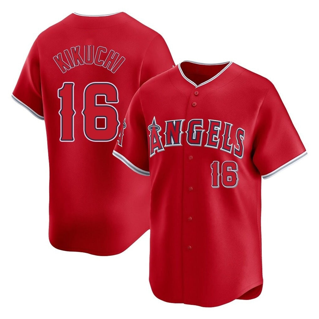 Los Angeles Angels #16 Yusei Kikuchi Player Red FEDASGOGE Home Limited Stitched Jerseys