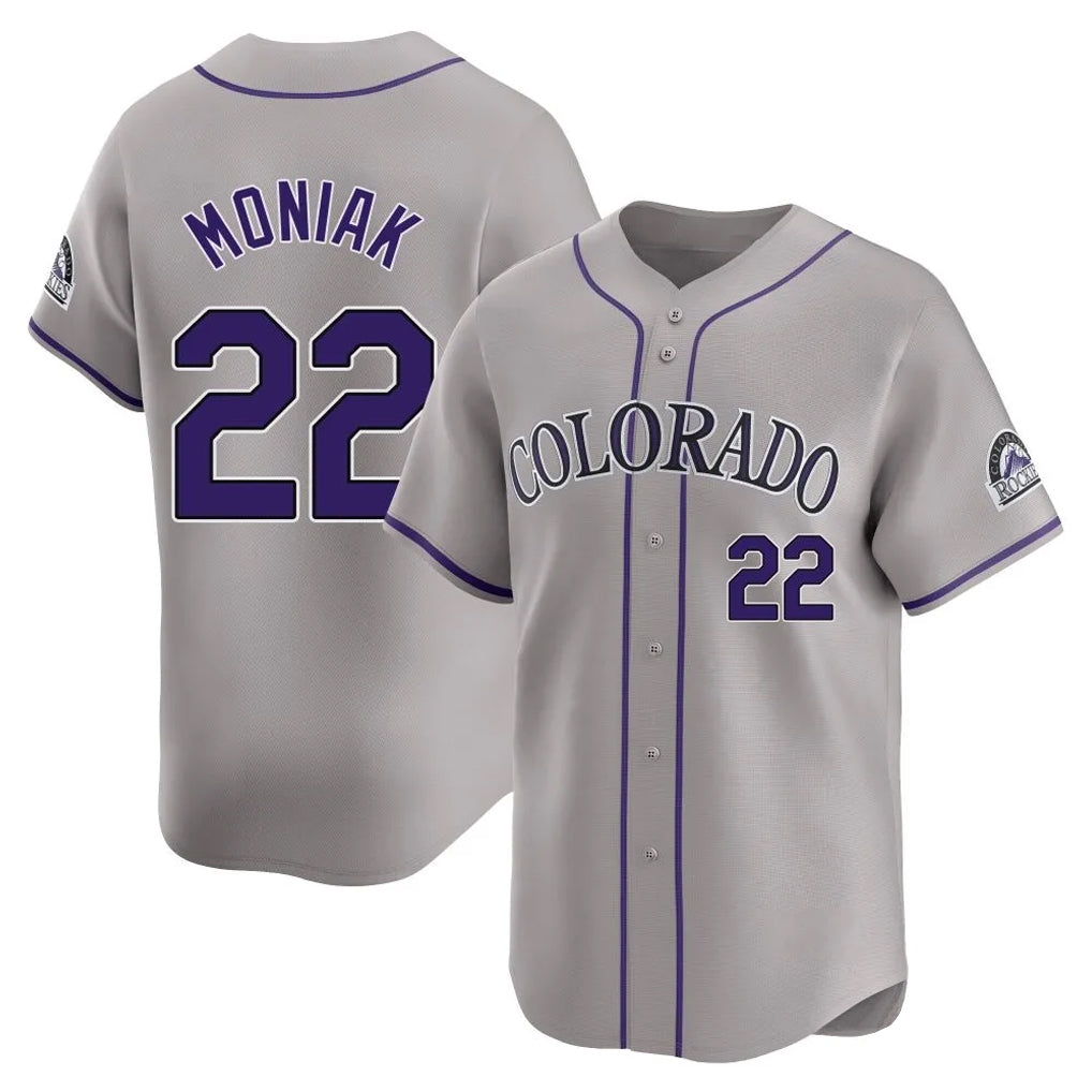Colorado Rockies #22 Mickey Moniak Player Gray FEDASGOGE Limited Home Stitched Jerseys