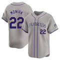 Colorado Rockies #22 Mickey Moniak Player Gray FEDASGOGE Limited Home Stitched Jerseys