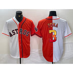 Houston Astros #3 Jeremy Pena White Orange FEDASGOGE Split Stitched Jersey 2