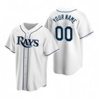 Custom Tampa Bay Rays White FEDASGOGE Stitched Cool Base Home Jersey
