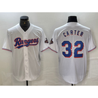 Texas Rangers #32 Evan Carter White FEDASGOGE 2023 World Series Champions Cool Base Jersey