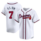Atlanta Braves #7 Ha-Seong Kim Player White FEDASGOGE Limited Home Game Stitched Jerseys