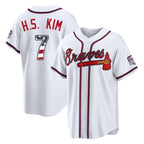 Atlanta Braves #7 Ha-Seong Kim Player White FEDASGOGE USA 250 Fourth Of July Limited Home Game Stitched Jerseys