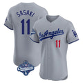 Los Angeles Dodgers #11 Roki Sasaki Player Gray FEDASGOGE World Series Meet Limited Elite Home Stitched Jerseys
