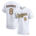 Los Angeles Dodgers #8 Enrique Hern¨¢ndez Player White Gold FEDASGOGE Limited Elite Home Stitched Jerseys