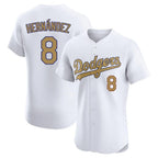 Los Angeles Dodgers #8 Enrique Hern¨¢ndez Player White Gold FEDASGOGE Limited Elite Home Stitched Jerseys