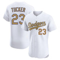 Los Angeles Dodgers #23 Kyle Tucker Player White Gold FEDASGOGE Limited Elite Home Stitched Jerseys