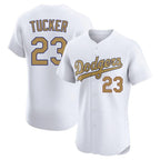 Los Angeles Dodgers #23 Kyle Tucker Player White Gold FEDASGOGE Limited Elite Home Stitched Jerseys