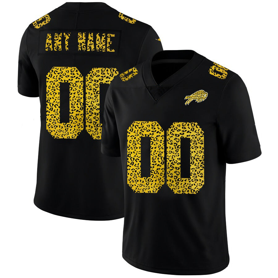 Custom B.Bills Black FEDASGOGE Leopard Print Fashion Vapor Limited Jersey