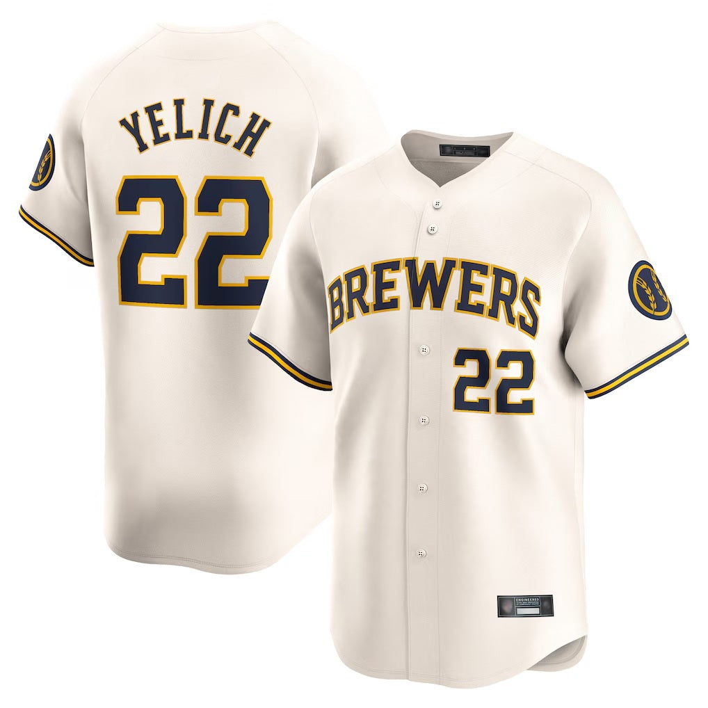 Milwaukee Brewers #22 Christian Yelich Player Cream FEDASGOGE Home Limited Stitched Jerseys