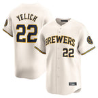 Milwaukee Brewers #22 Christian Yelich Player Cream FEDASGOGE Home Limited Stitched Jerseys