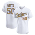 Los Angeles Dodgers #50 Mookie Betts Player Gold White Gold FEDASGOGE Limited Elite Home Stitched Jerseys