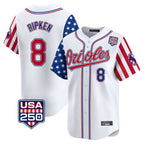 Baltimore Orioles #8 Cal Ripken Player White FEDASGOGE USA 250 Independence Day Vapor Premier Home Game Stitched Jerseys