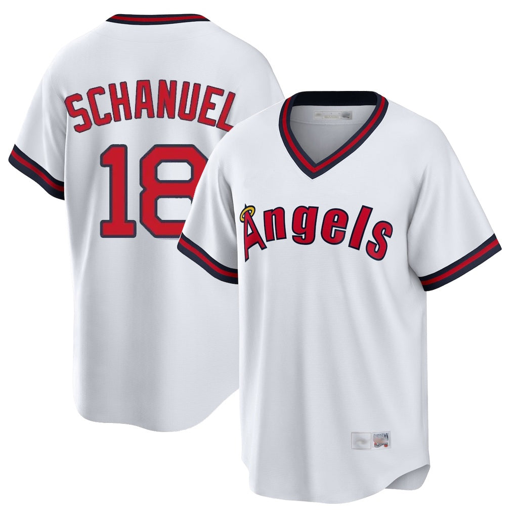 Los Angeles Angels #18 Nolan Schanuel Player White FEDASGOGE T-shirt Home Game Stitched Jerseys