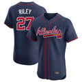Atlanta Braves #27 Austin Riley Player Navy FEDASGOGE Limited Elite Home Game Stitched Jerseys