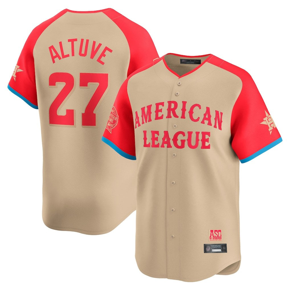 Houston Astros #27 Jose Altuve Player Cream FEDASGOGE American League All-Star Game Limited Stitched Jerseys