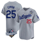 Los Angeles Dodgers #25 Tommy Edman Player Gray FEDASGOGE World Series Limited Home Stitched Jerseys
