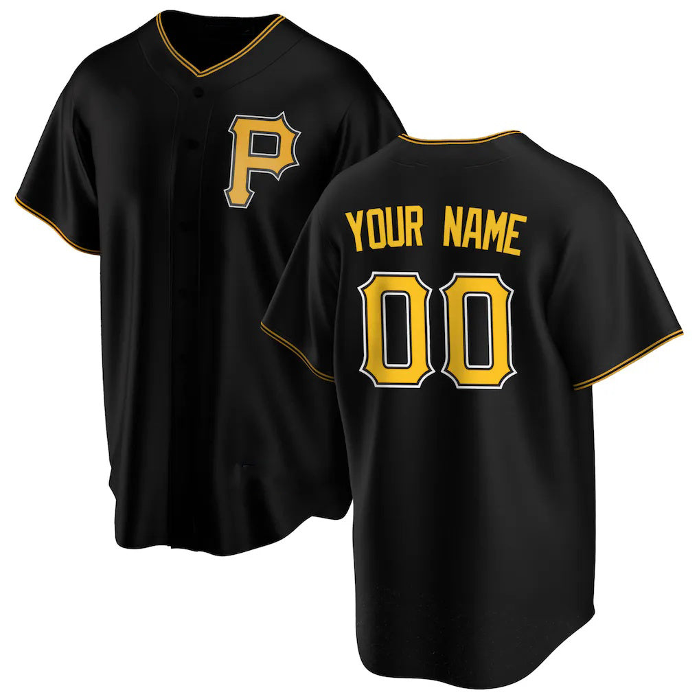 Custom Pittsburgh Pirates Black FEDASGOGE Alternate Replica Jersey