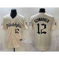 Philadelphia Phillies #12 Kyle Schwarber Cream FEDASGOGE Gothic Vapor Limited Stitched Jersey