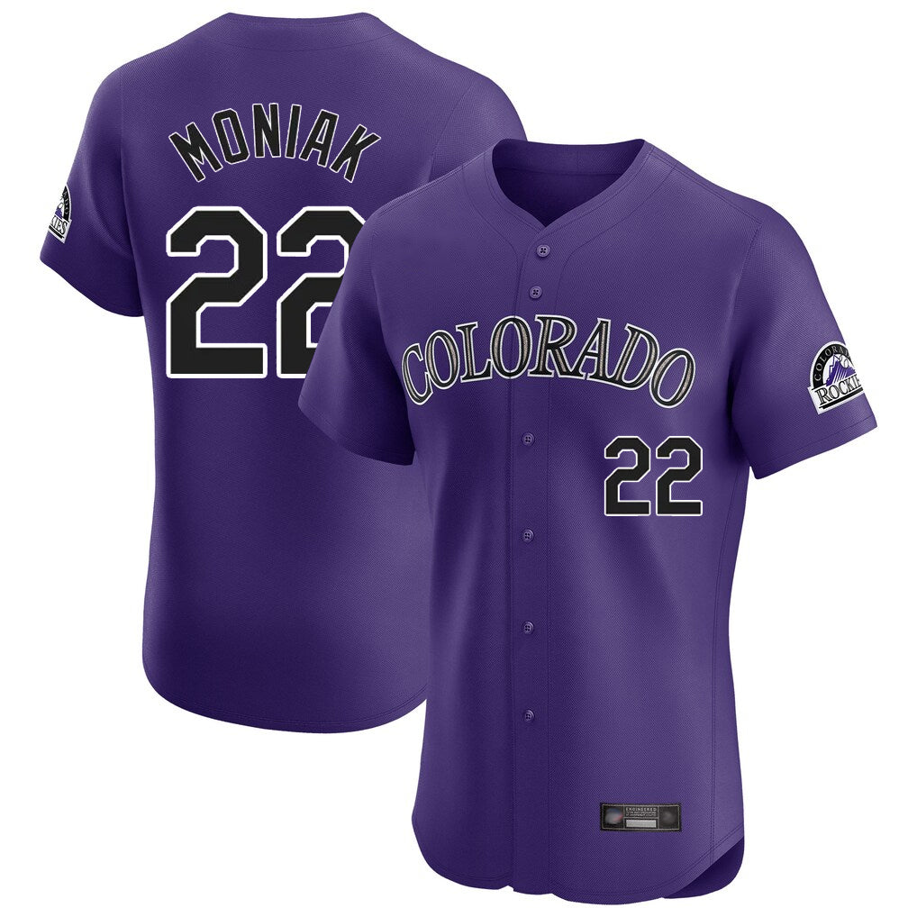 Colorado Rockies #22 Mickey Moniak Player Purple FEDASGOGE Limited Elite Home Stitched Jerseys