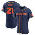 Houston Astros #21 Yainer Diaz Player Navy FEDASGOGE City Connect Limited Elite Home Stitched Jerseys