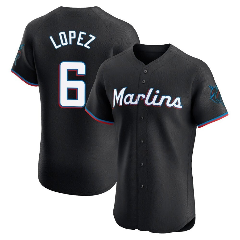 Miami Marlins #6 Otto Lopez Player Black FEDASGOGE Vapor Home Limited Elite Stitched Jerseys