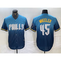 Philadelphia Phillies #45 Zack Wheeler Blue FEDASGOGE 2024 City Cool Base Stitched Jersey