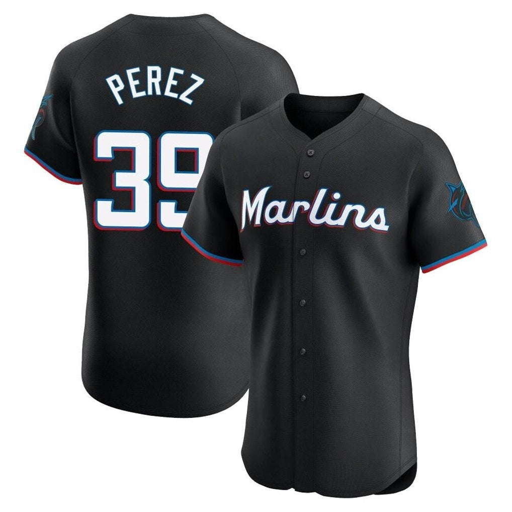 Miami Marlins #39 Eury Perez Player Black FEDASGOGE Vapor Home Limited Elite Stitched Jerseys
