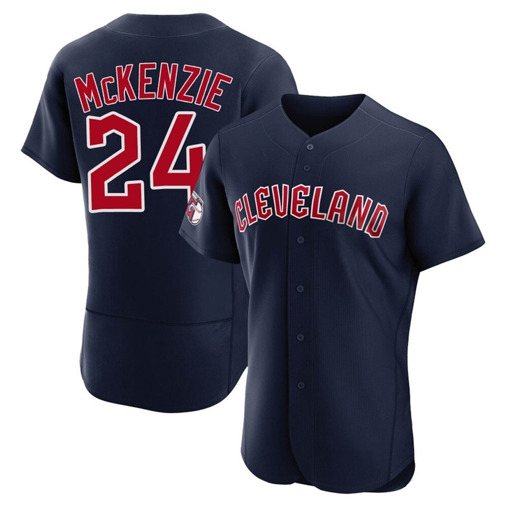 Cleveland Guardians #24 Triston McKenzie Player Navy FEDASGOGE Limited Elite Home Stitched Jerseys