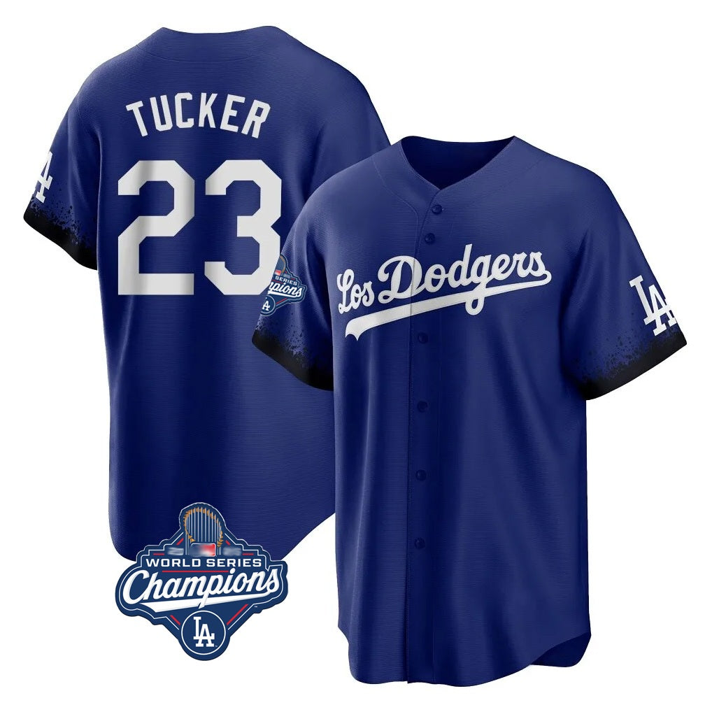 Los Angeles Dodgers #23 Kyle Tucker Player Royal FEDASGOGE World Series Meet City Connect Home Game Stitched Jerseys
