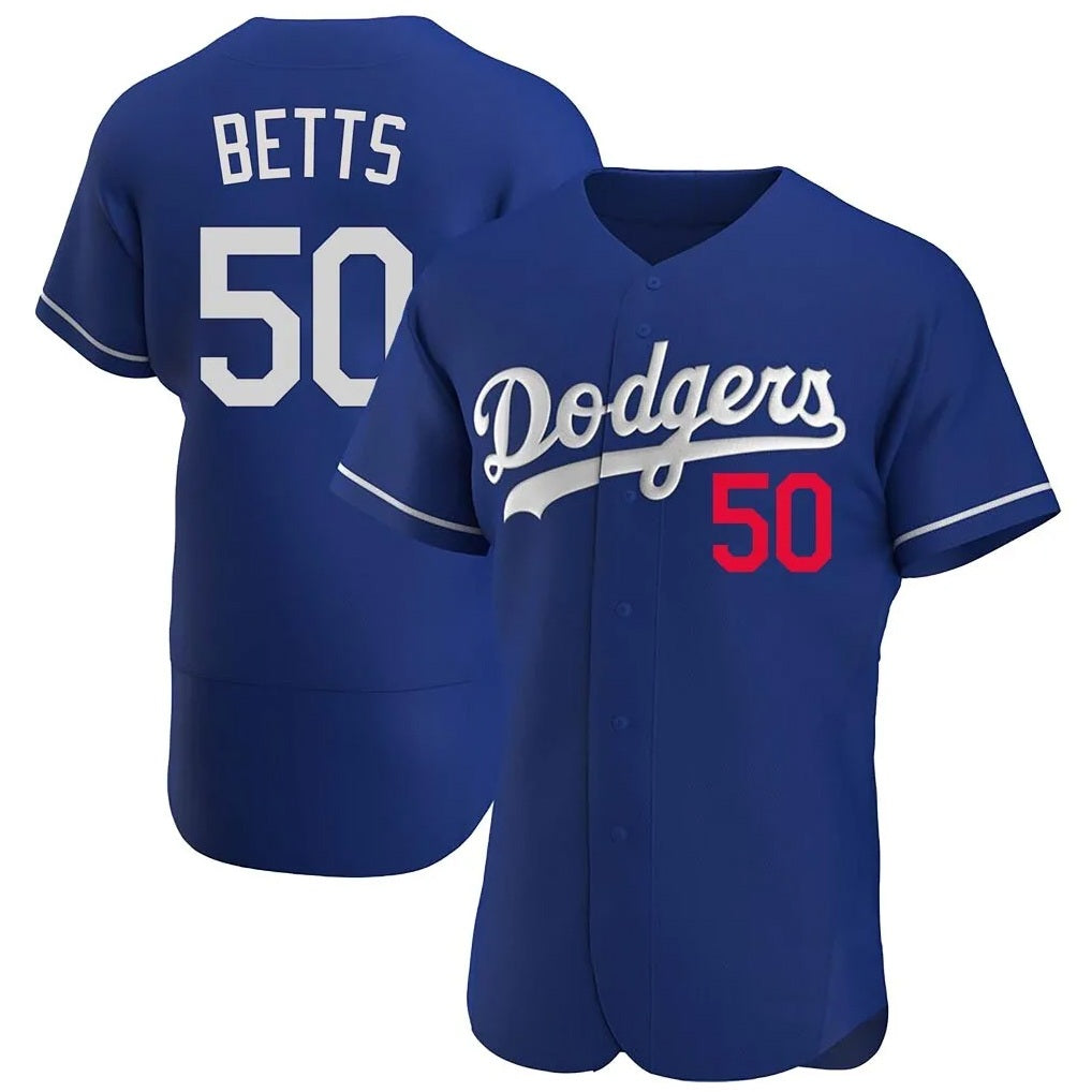 Los Angeles Dodgers #50 Mookie Betts Player Royal FEDASGOGE Limited Elite Home Stitched Jerseys
