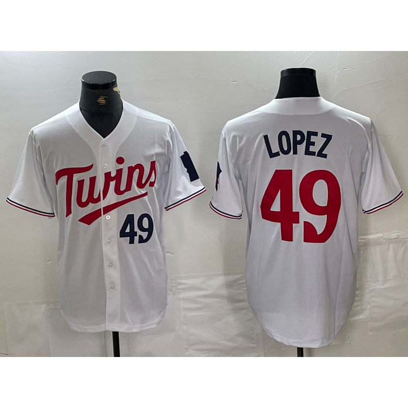 Minnesota Twins #49 Pablo Lopez Number White FEDASGOGE Stitched Cool Base Jersey
