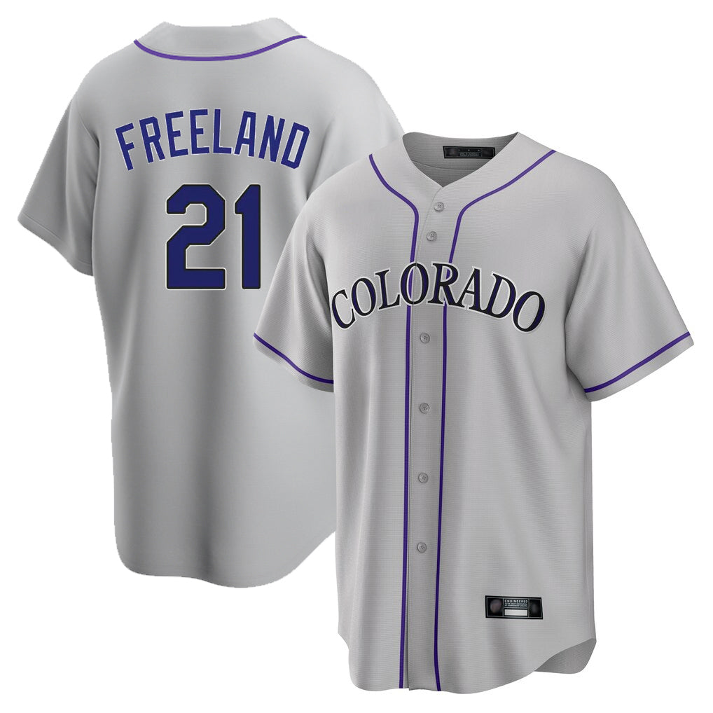 Colorado Rockies #21 Kyle Freeland Player Gray FEDASGOGE Game Home Stitched Jerseys