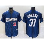 Detroit Tigers #31 Riley Greene Number 2024 Navy FEDASGOGE City Connect Cool Base Limited Stitched Jersey