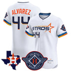 Houston Astros #44 Yordan Alvarez Player White FEDASGOGE City Connect Texas Patch Vapor Premier Limited Elite Home Stitched Jerseys