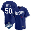 Los Angeles Dodgers #50 Mookie Betts Player Royal FEDASGOGE World Series Meet Limited Home Stitched Jerseys