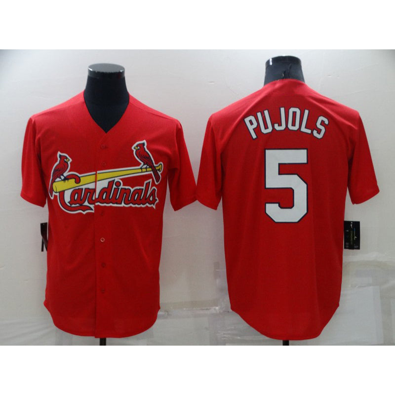 St. Louis Cardinals #5 Albert Pujols Red FEDASGOGE Stitched Cool Base Jersey
