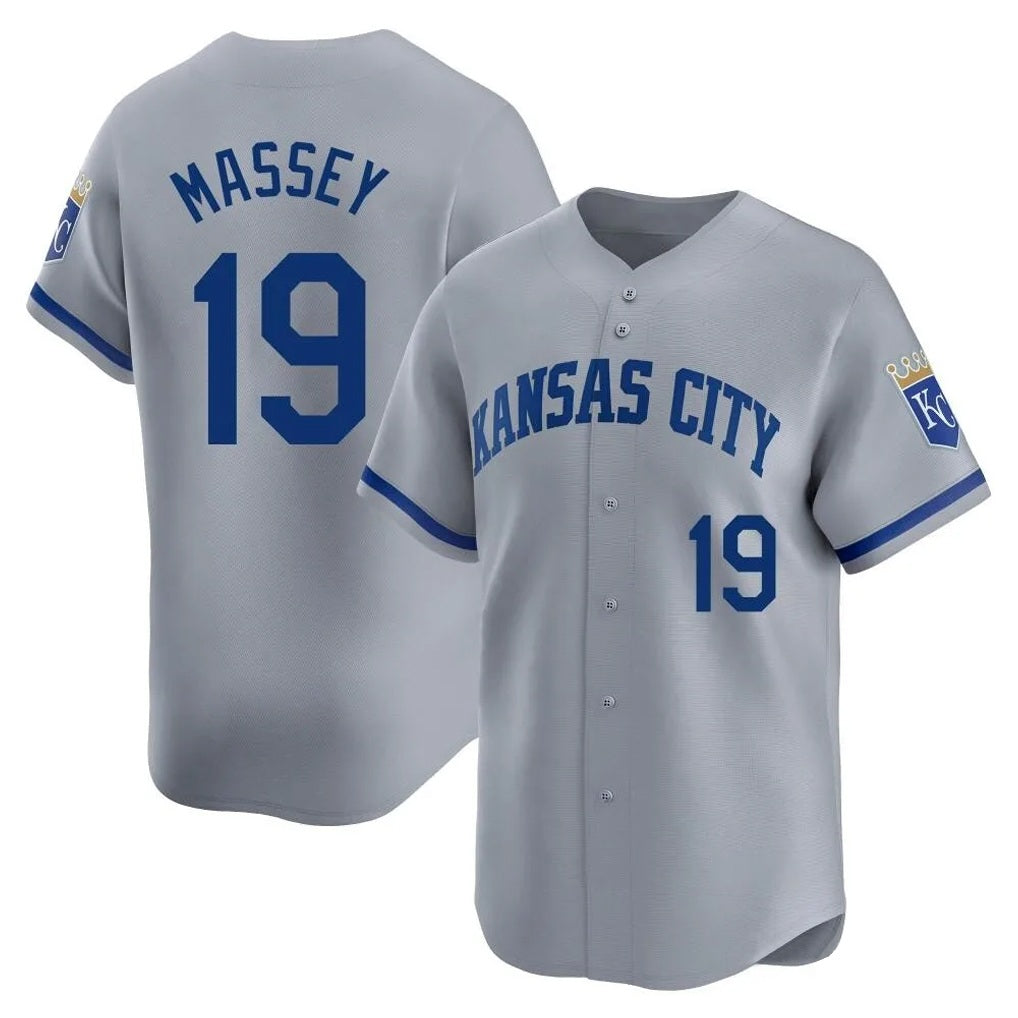 Kansas City Royals #19 Michael Massey Player Gray FEDASGOGE Limited Home Stitched Jerseys