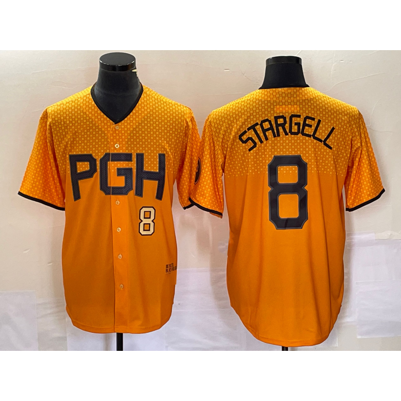 Pittsburgh Pirates #8 Willie Stargell Number Gold FEDASGOGE 2023 City Connect Stitched Jersey