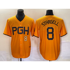 Pittsburgh Pirates #8 Willie Stargell Number Gold FEDASGOGE 2023 City Connect Stitched Jersey
