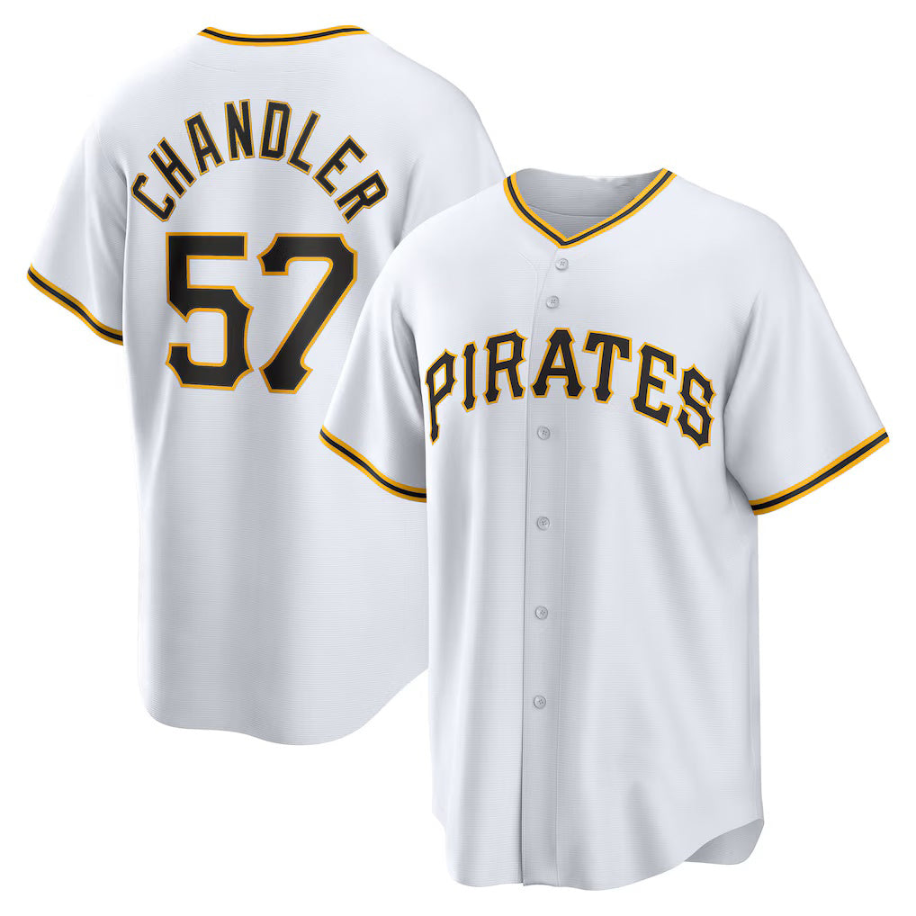 Pittsburgh Pirates #57 Bubba Chandler White FEDASGOGE Home Replica Jersey
