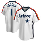 Houston Astros #1 Carlos Correa Player White FEDASGOGE Cooperstown Collection T-shirt Stitched Jerseys