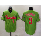 Philadelphia Phillies #3 Bryce Harper Number Green FEDASGOGE With Patch Stitched Cool Base Jersey