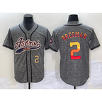 Houston Astros #2 Alex Bregman Number Grey FEDASGOGE Gridiron Cool Base Stitched Jersey