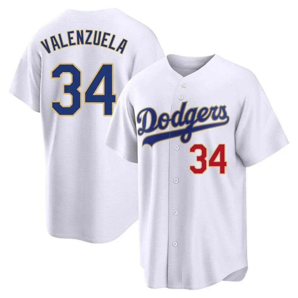 Los Angeles Dodgers #34 Fernando Valenzuela Player Gold White FEDASGOGE 2026 Collection Stadium Limited Stitched Jerseys