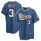 Milwaukee Brewers #3 Joey Ortiz Player Blue FEDASGOGE 2026 City Connect Home Game Stitched Jerseys